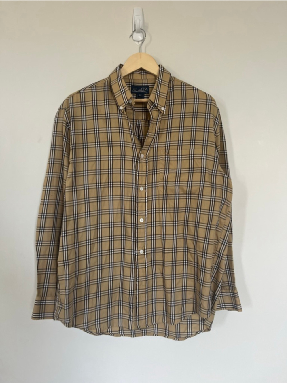 Vintage Grunge Plaid Casual Button Down Shirt Androgynous Look Oversized